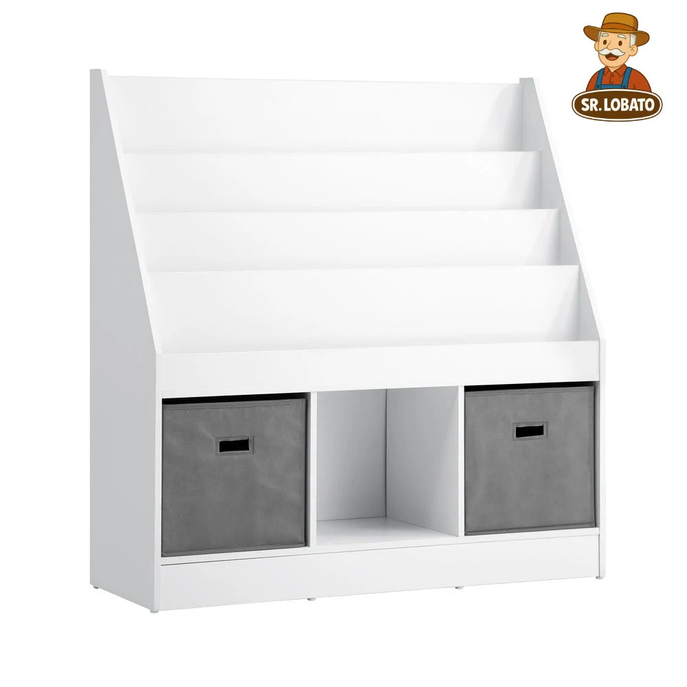 Estante e Organizador Infantil com Caixas de Brinquedos e Livros