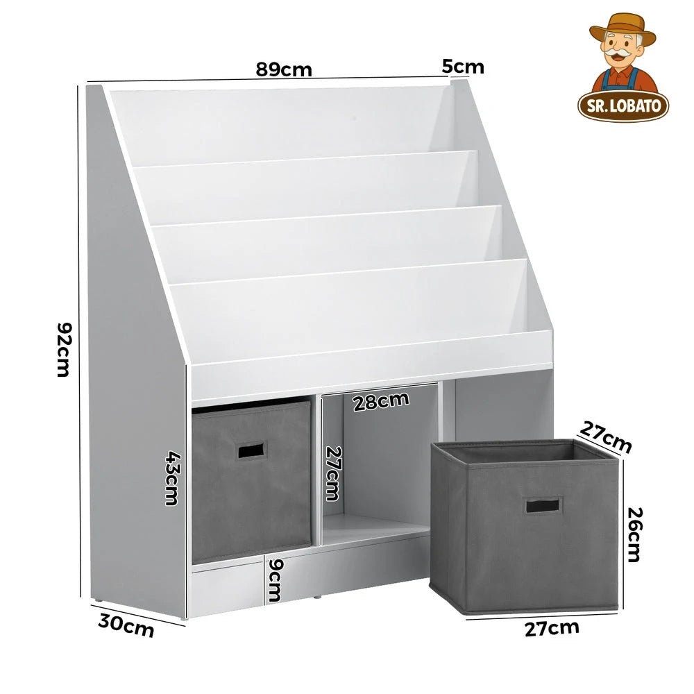 Estante e Organizador Infantil com Caixas de Brinquedos e Livros