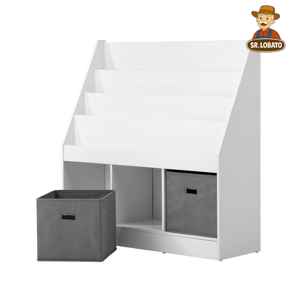 Estante e Organizador Infantil com Caixas de Brinquedos e Livros