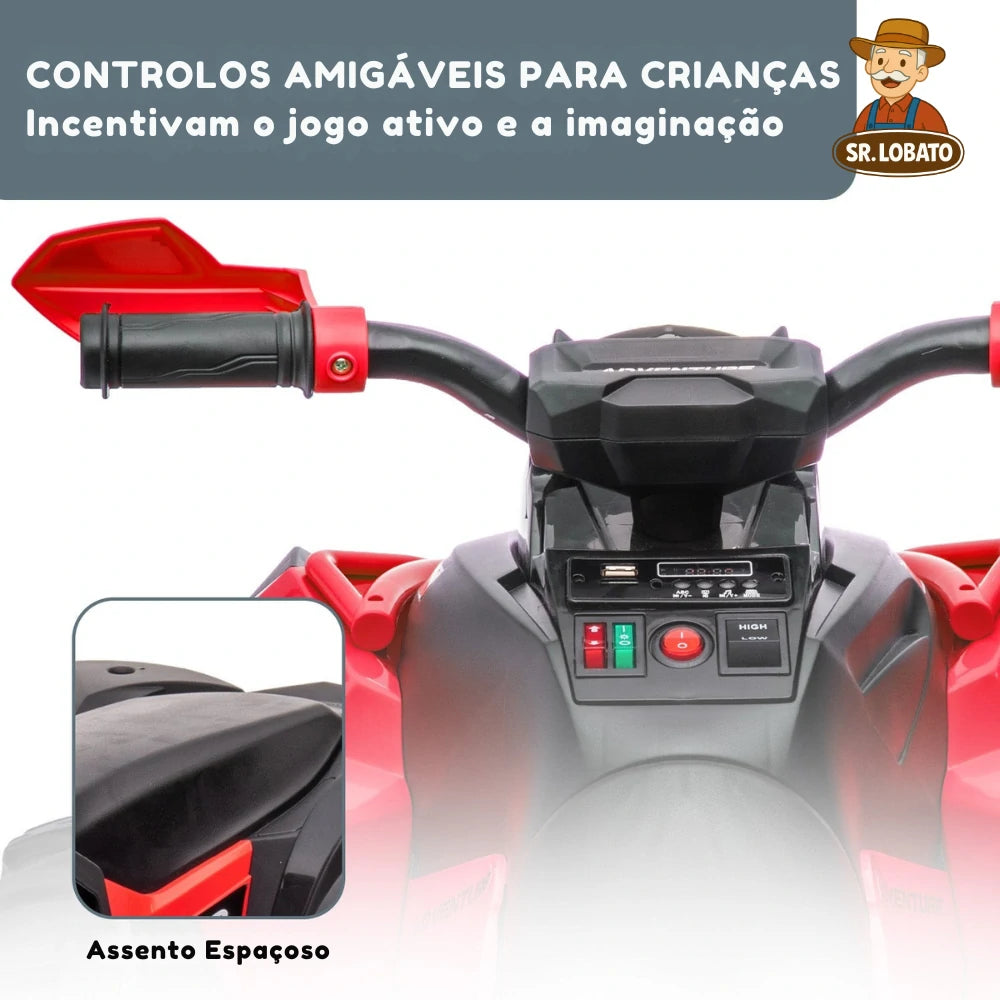 Moto Elétrica Infantil 12V Tipo ATV – Vermelho