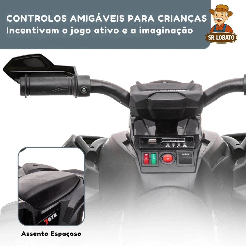 Moto Elétrica Infantil 12V Tipo ATV – Preto