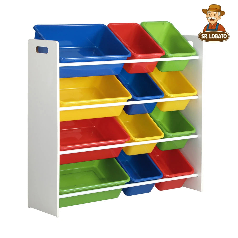 Organizador Infantil com 12 Caixas – Estante de Brinquedos e Livros
