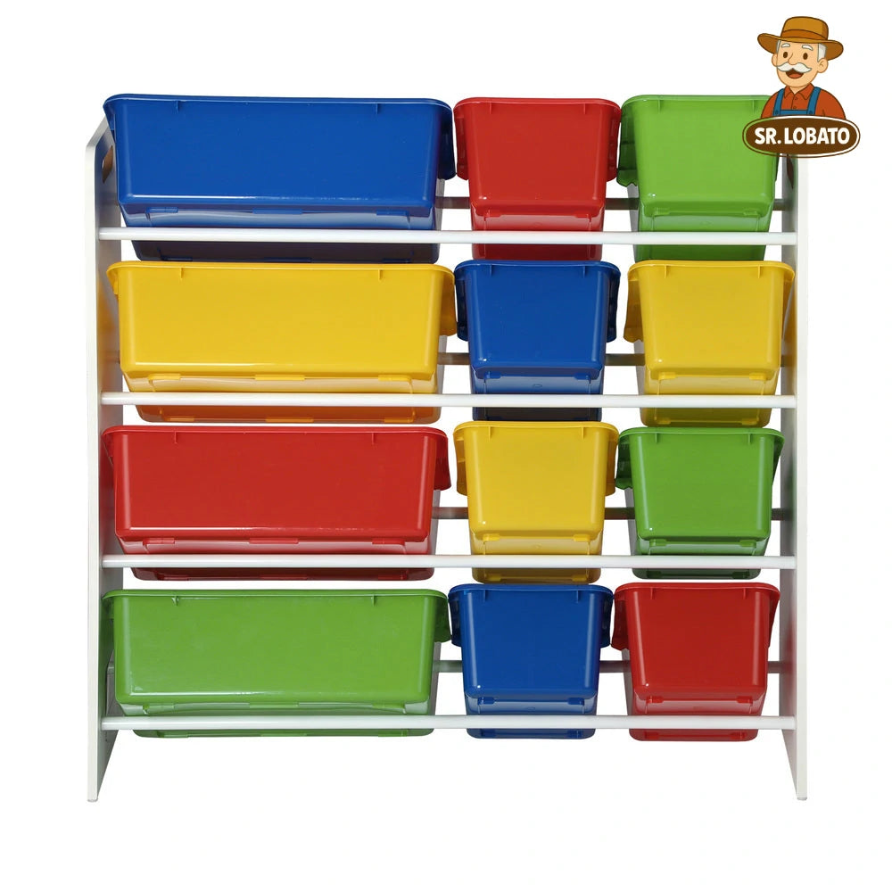 Organizador Infantil com 12 Caixas – Estante de Brinquedos e Livros