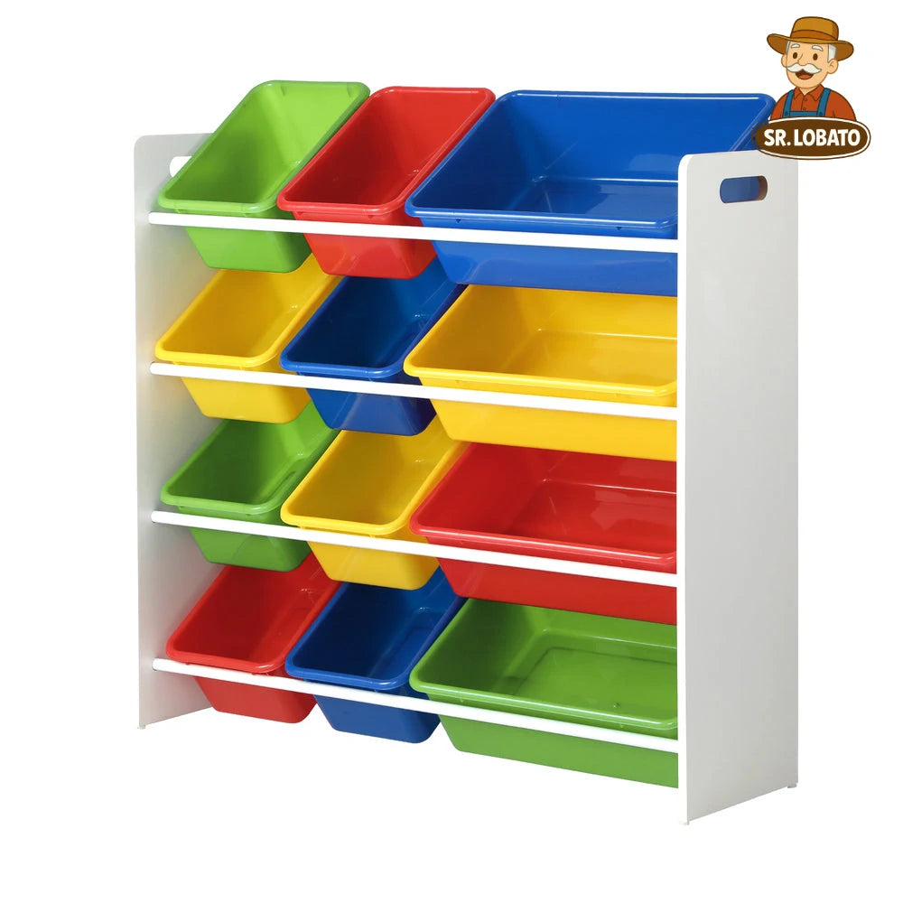 Organizador Infantil com 12 Caixas – Estante de Brinquedos e Livros