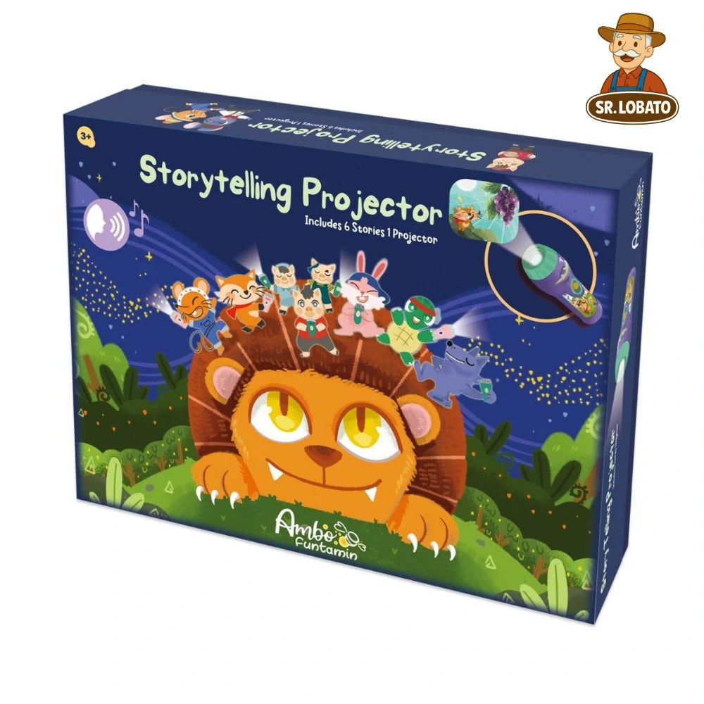 Projetor de Histórias Infantil 6 em 1 com Áudio – Tocha Contadora de Histórias