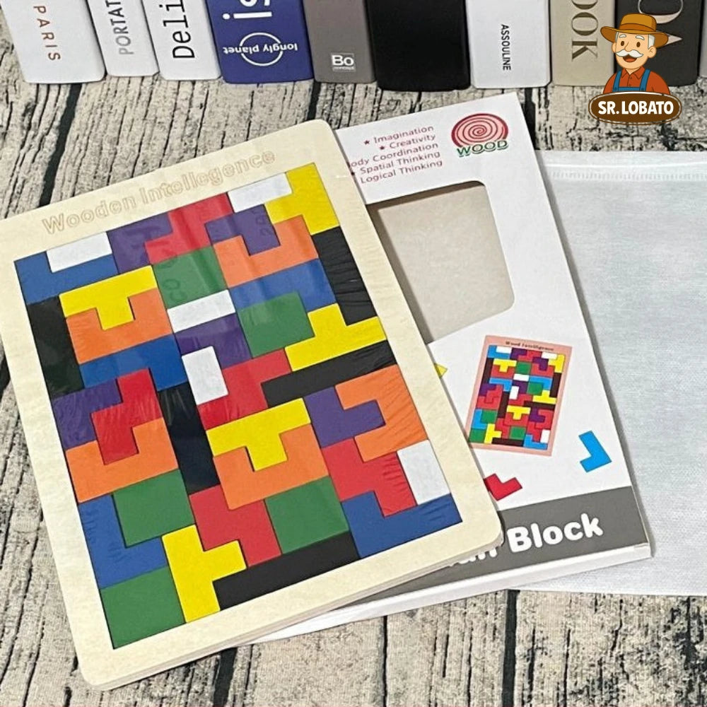 Puzzle Tetris em Madeira Educativo para Crianças