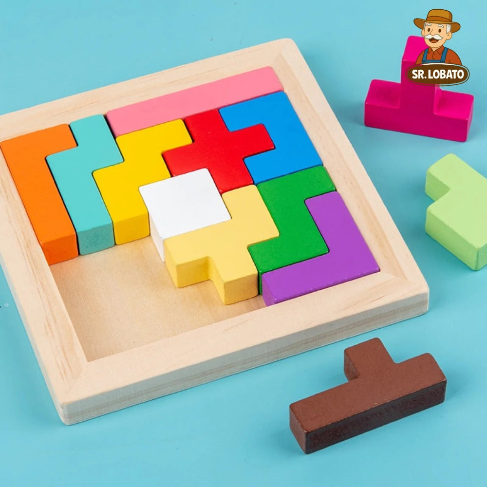 Puzzle Tetris em Madeira Educativo para Crianças