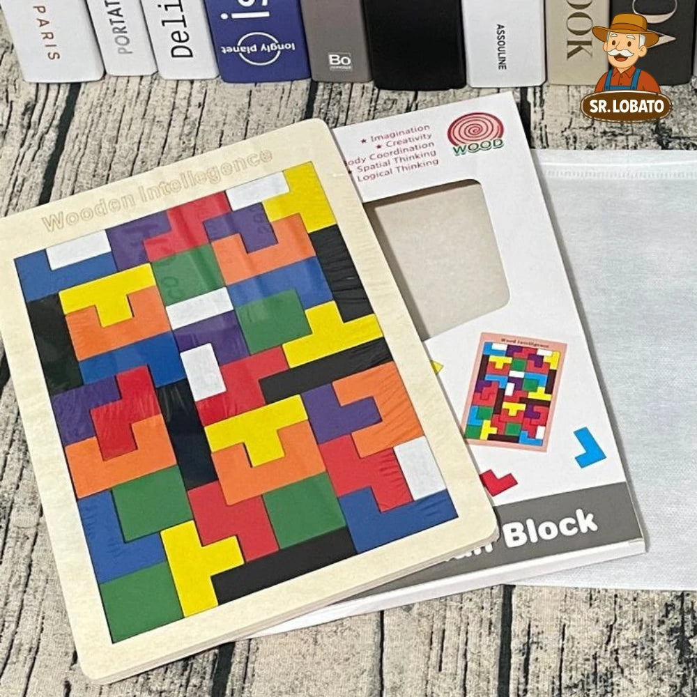 Puzzle Tetris em Madeira Educativo para Crianças