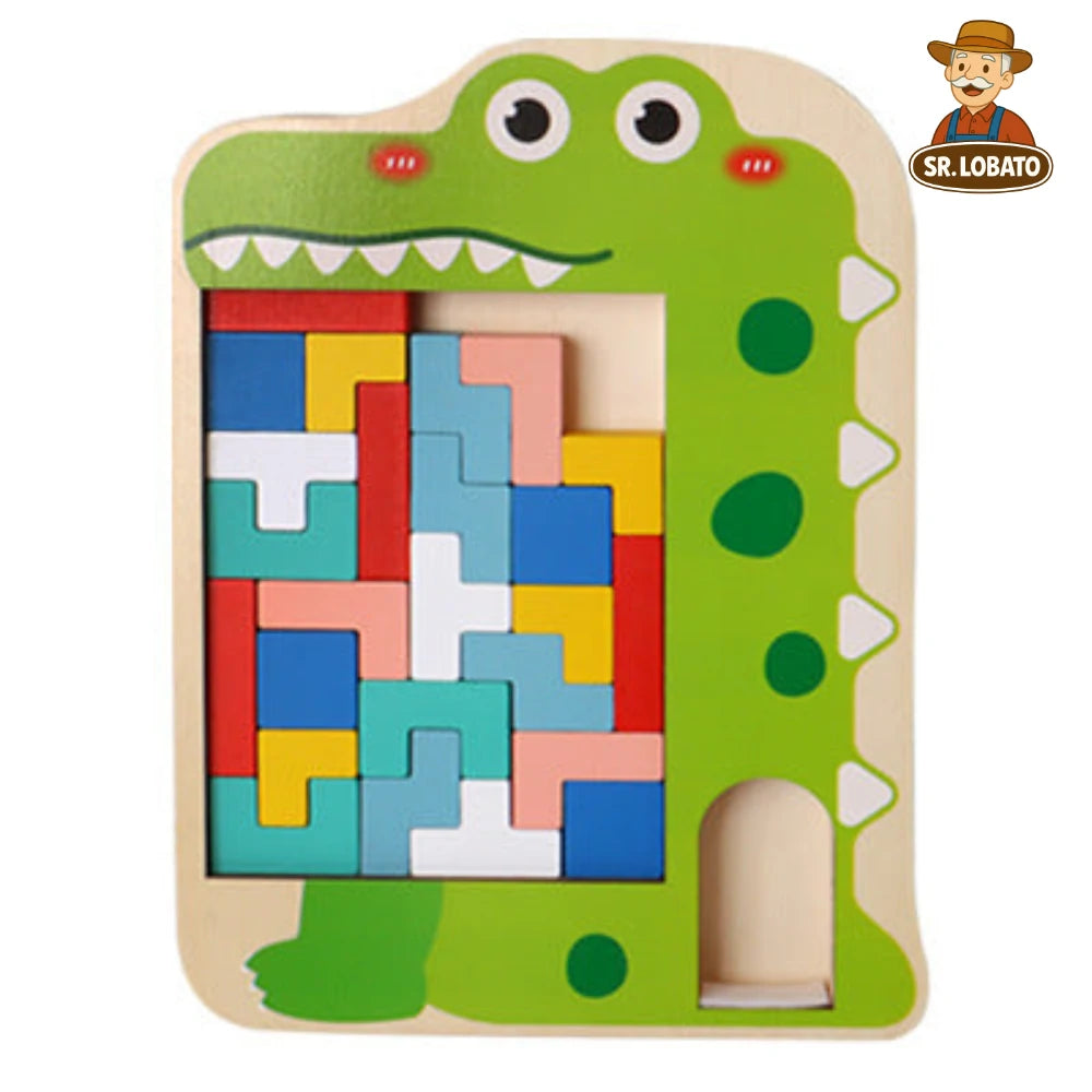 Puzzle Tetris em Madeira Educativo para Crianças