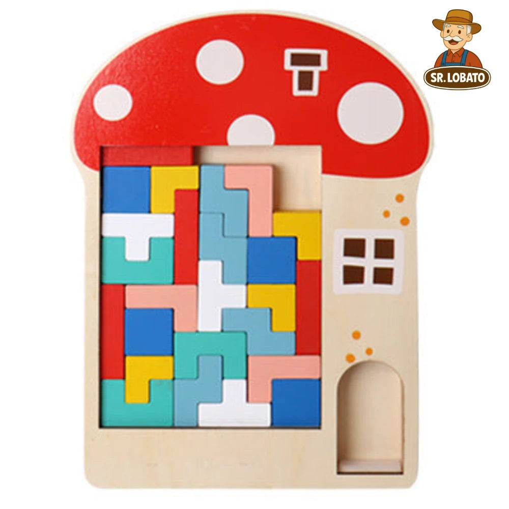 Puzzle Tetris em Madeira Educativo para Crianças