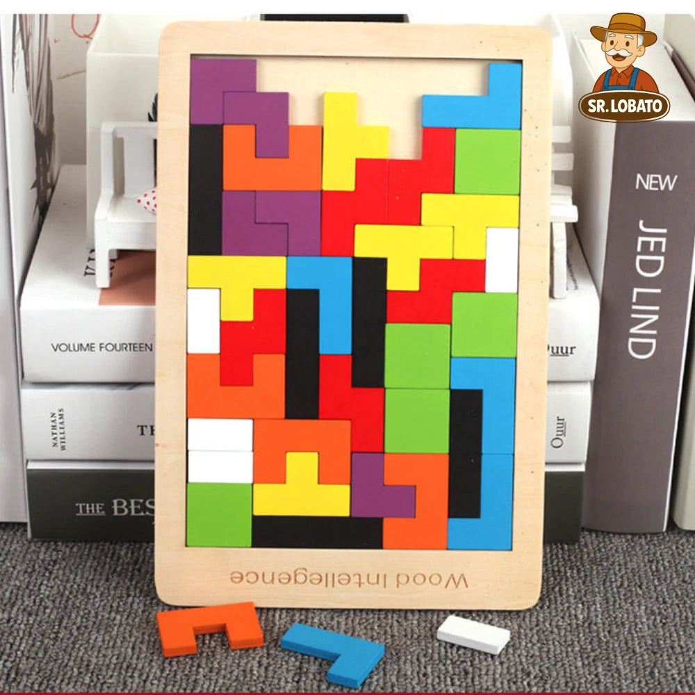 Puzzle Tetris em Madeira Educativo para Crianças
