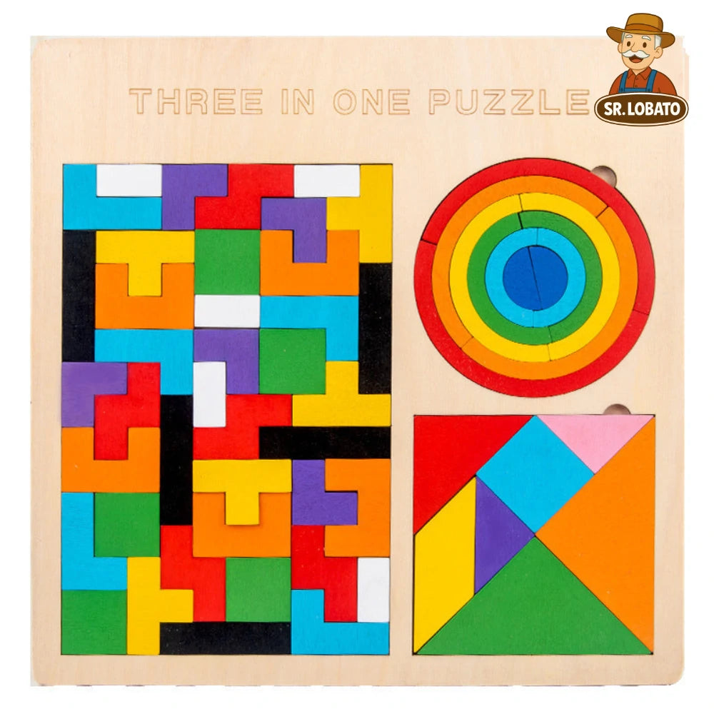 Puzzle Tetris em Madeira Educativo para Crianças