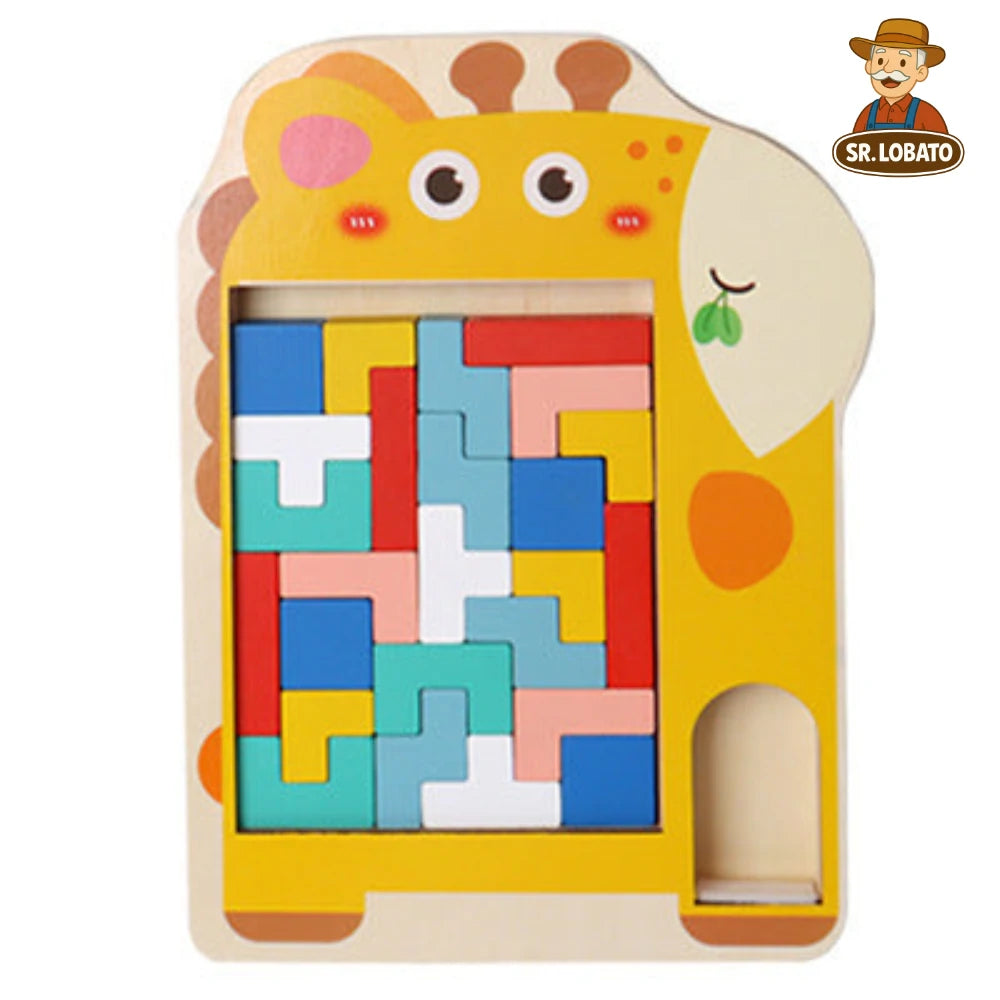 Puzzle Tetris em Madeira Educativo para Crianças
