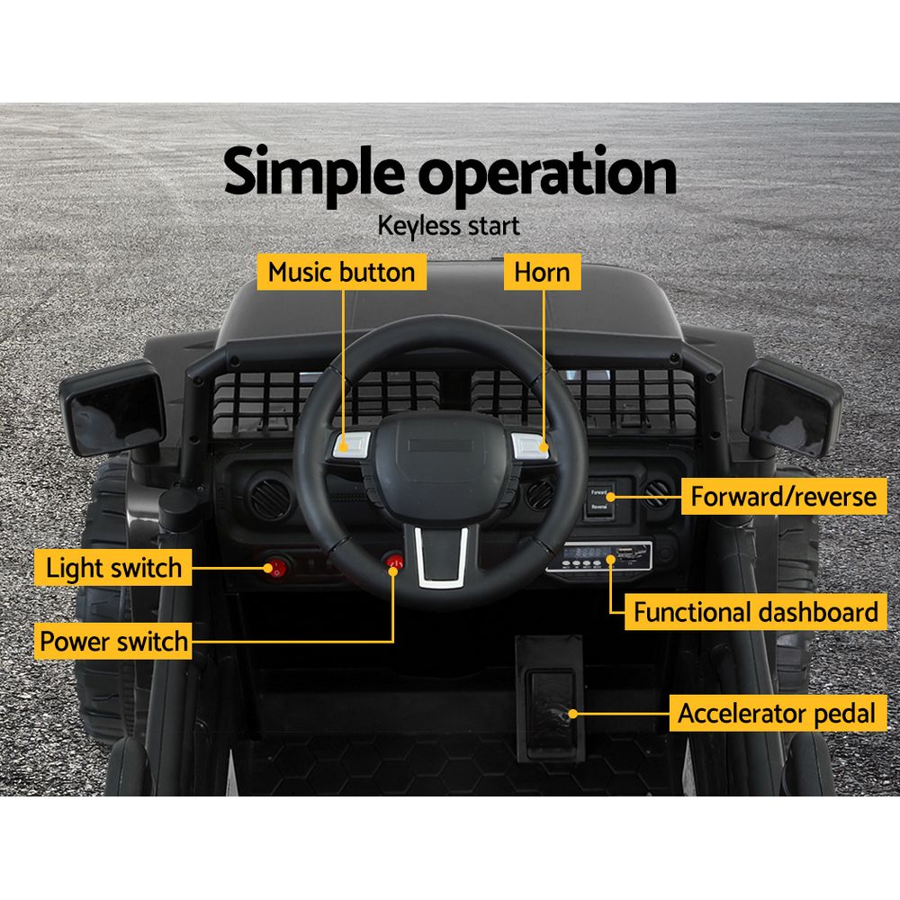 NNEDSZ Kids Ride On Car Electric 12V Car Toys Jeep Battery Remote Control Black