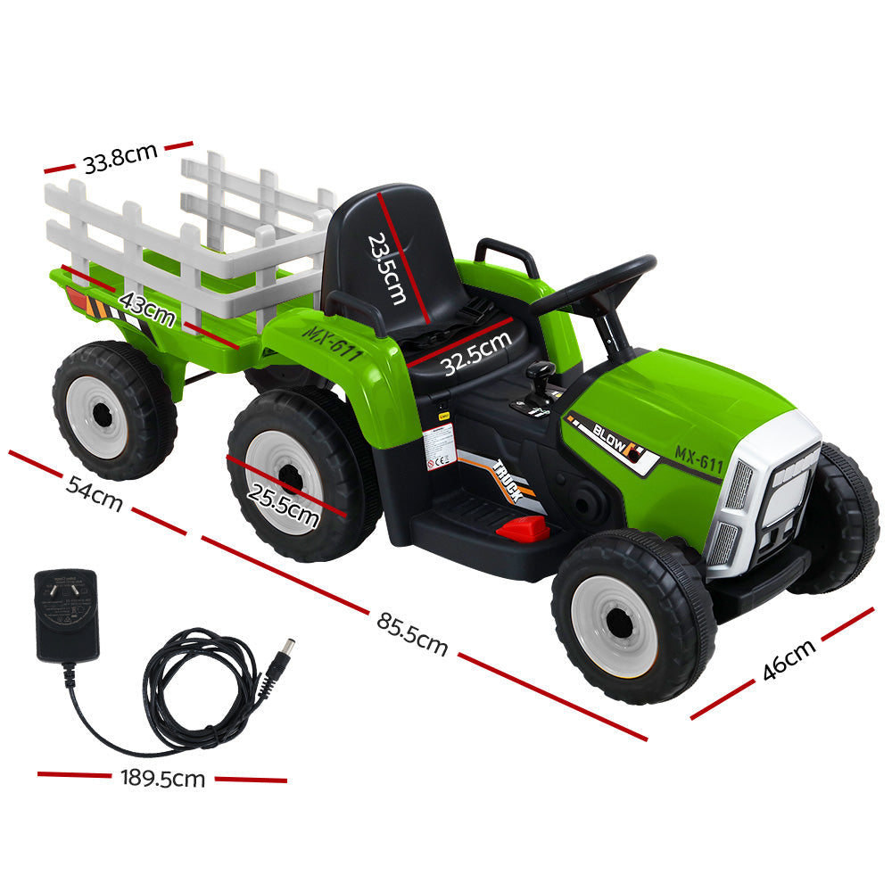 NNEDSZ Ride On Car Tractor Toy Kids Electric Cars 12V Battery Child Toddlers Green