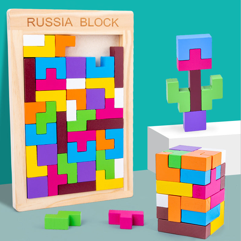 Puzzle Tetris em Madeira Educativo para Crianças