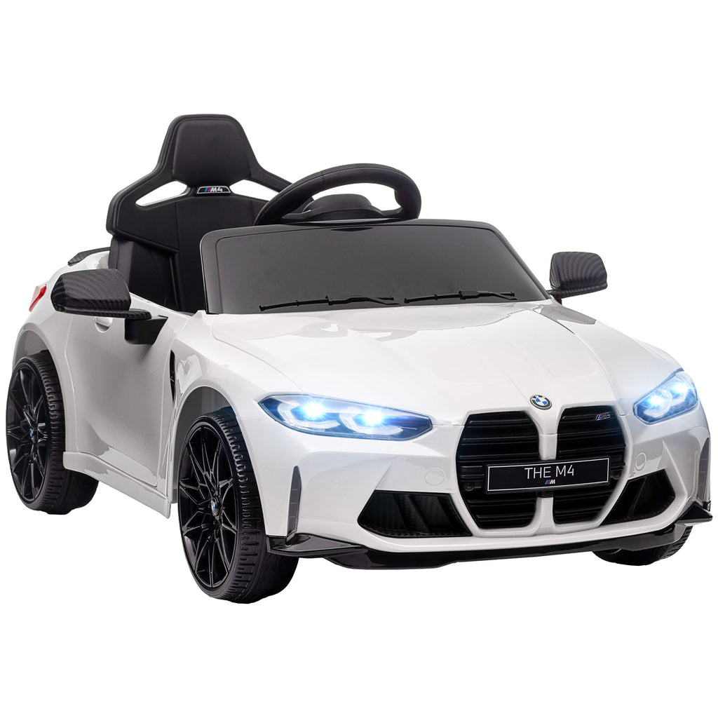 Carro infantil licenciado pela BMW de 12 V, com transporte fácil, controlo remoto, suspensão, música, buzina, luzes LED, branco