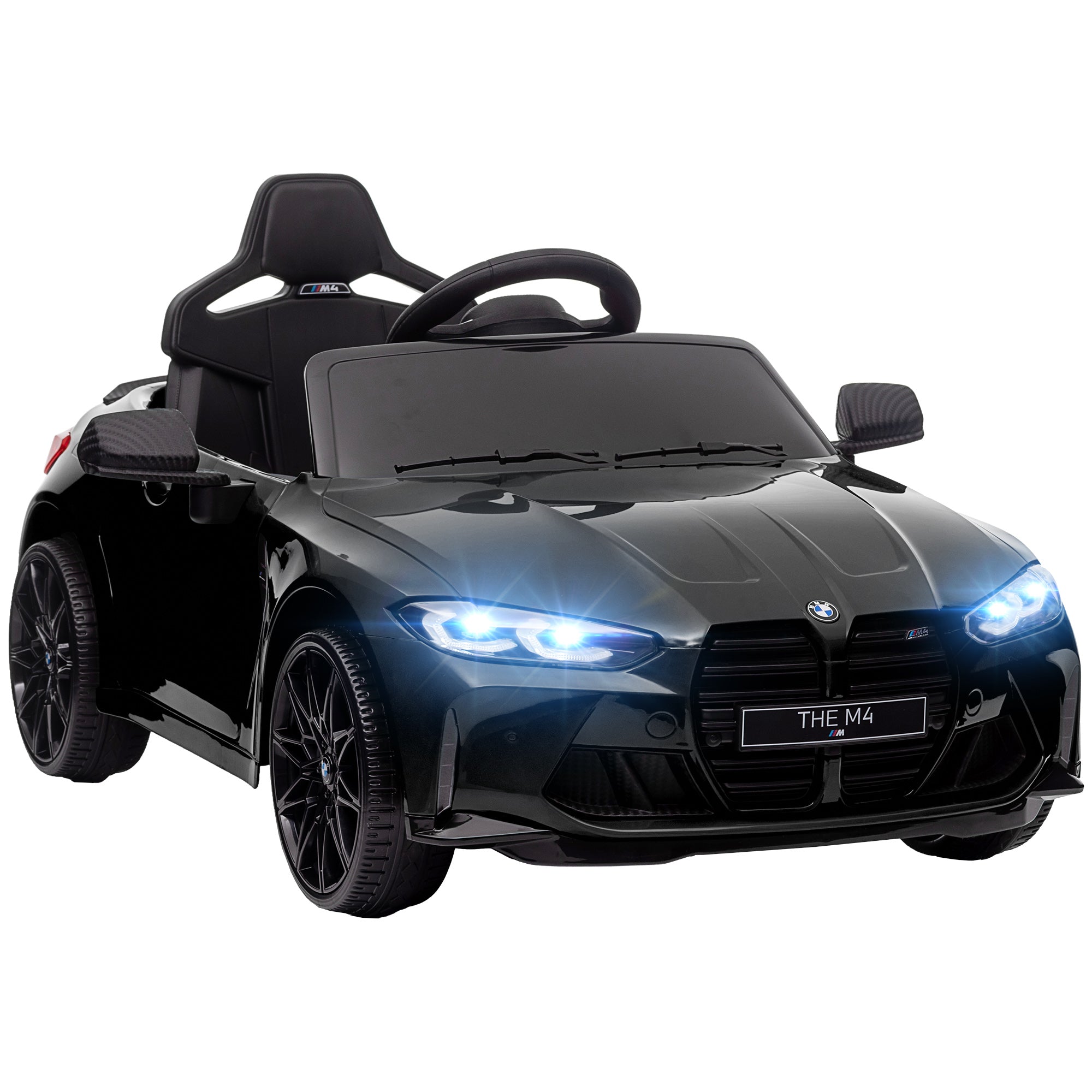 Carro infantil licenciado pela BMW de 12 V, com transporte fácil, controlo remoto, suspensão, música, buzina, luzes LED, preto