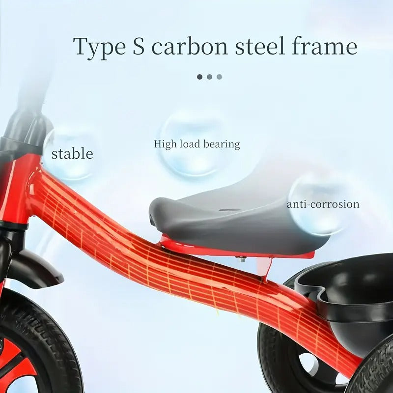NNETM 3-Wheel Kids Red Tricycle Stainless Steel Bike